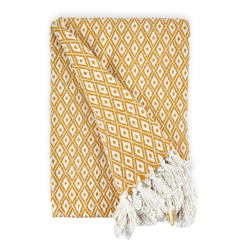 Modern Geometric Fringe Throw Blanket