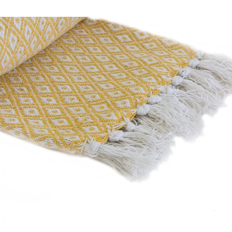 Modern Geometric Fringe Throw Blanket