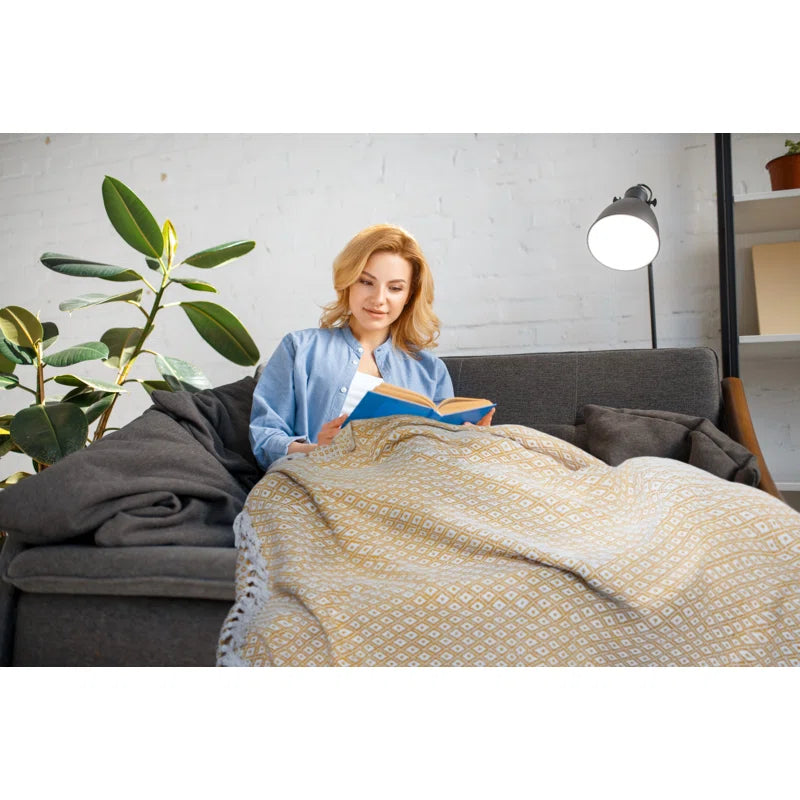 Modern Geometric Fringe Throw Blanket