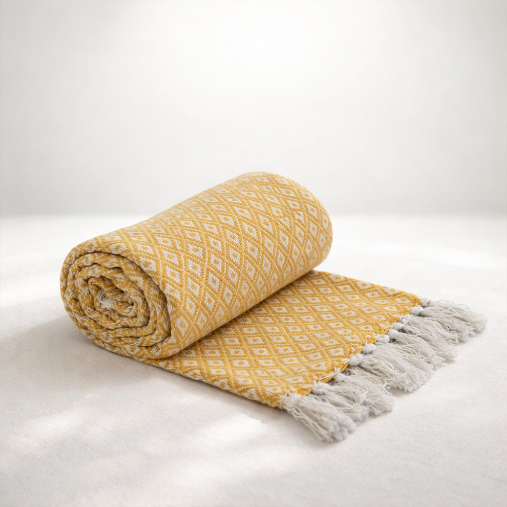 Modern Geometric Fringe Throw Blanket