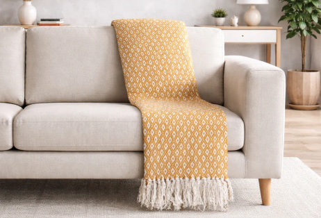 Modern Geometric Fringe Throw Blanket